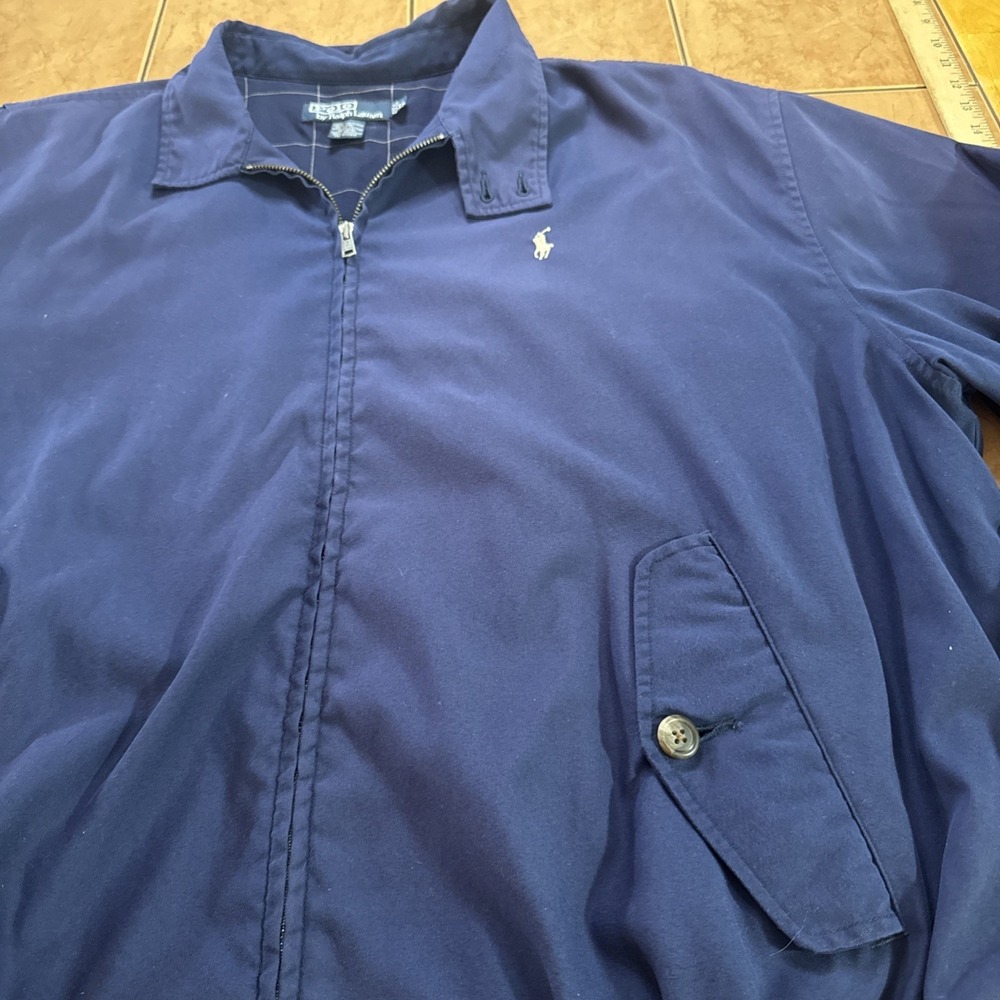 Polo Ralph Lauren Harrington Jacket Navy Blue Plaid Lined Men's Sz XL Pony Logo - Picture 3 of 9